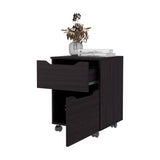 Mesa de Noche Ethan Wengue 42x57.6cm con Dos Cajones y con Ruedas - MESAS DE NOCHE | Bylmo