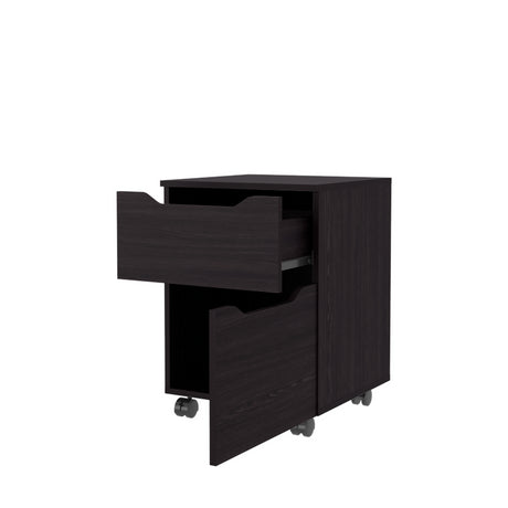 Mesa de Noche Ethan Wengue 42x57.6cm con Dos Cajones y con Ruedas - MESAS DE NOCHE | Bylmo