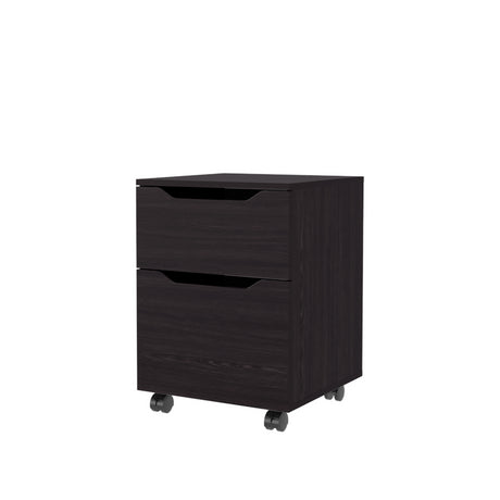 Mesa de Noche Ethan Wengue 42x57.6cm con Dos Cajones y con Ruedas - MESAS DE NOCHE | Bylmo