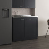 Mueble Inferior de Cocina Zurich Wengue 98.5x88.6cm con Mesón de Acero Inoxidable con Pozuelo y sin Estufa - MUEBLES INFERIORES DE COCINA | Bylmo