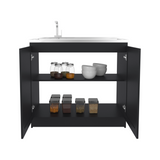 Mueble Inferior de Cocina Zurich Wengue 98.5x88.6cm con Mesón de Acero Inoxidable con Pozuelo y sin Estufa - MUEBLES INFERIORES DE COCINA | Bylmo