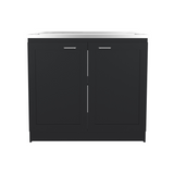 Mueble Inferior de Cocina Zurich Wengue 98.5x88.6cm con Mesón de Acero Inoxidable con Pozuelo y sin Estufa - MUEBLES INFERIORES DE COCINA | Bylmo