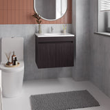 Mueble para Lavamanos Indivudual Chaux Wengue 59x50cm Flotante con Lavamanos de Sobreponer con Dos Puertas - MUEBLES PARA LAVAMANOS | Bylmo