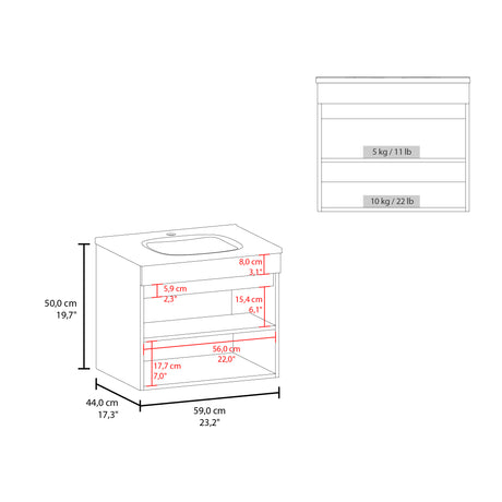 Mueble para Lavamanos Indivudual Chaux Wengue 59x50cm Flotante con Lavamanos de Sobreponer con Dos Puertas - MUEBLES PARA LAVAMANOS | Bylmo