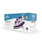Plancha Blanco y Violeta 11.5x13.5cm con Vapor y Dispensaodor y Rociador de Agua - PLANCHAS | Bylmo