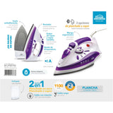 Plancha Blanco y Violeta 11.5x13.5cm con Vapor y Dispensaodor y Rociador de Agua - PLANCHAS | Bylmo