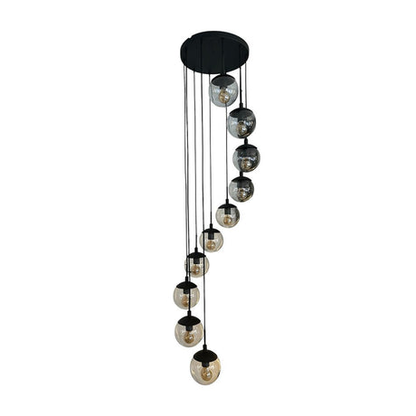 Lámpara de Techo Colgante y Ajustable Tarento Negro 40x300cm de 10 Luces - LAMPARAS DE TECHO | Bylmo