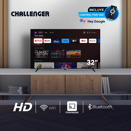 Televisor Led Smart Google 71.6x42.4cm de 32 Pulgadas HD 720P Con Wifi Integrado y Con Bluetooth - TELEVISORES | Bylmo