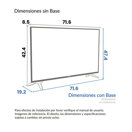 Televisor Led Smart Google 71.6x42.4cm de 32 Pulgadas HD 720P Con Wifi Integrado y Con Bluetooth - TELEVISORES | Bylmo