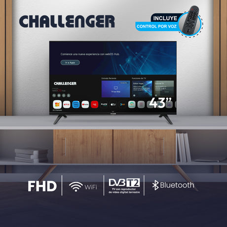 Televisor Challenger Led Smart WebOS 95.48x56.09cm De 43 Pulgadas Full Hd 1080p Con Wifi Integrado Y Con Bluetooth - TELEVISORES | Bylmo