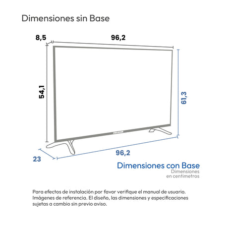 Televisor Led Smart Google 108.3x61cm de 43 Pulgadas FULL HD 1080P Con Wifi Integrado y Con Bluetooth - TELEVISORES | Bylmo