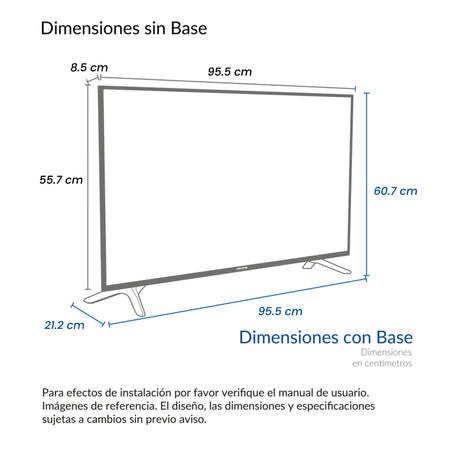 Televisor Led Smart Google 95.5x55.7cm de 43 Pulgadas FULL HD 1080P Con Wifi Integrado y Con Bluetooth - TELEVISORES | Bylmo