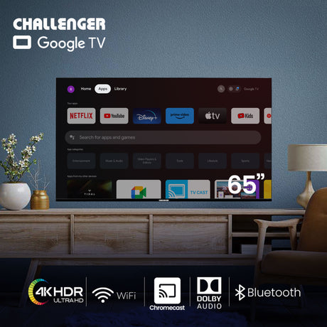 Televisor Led Smart Google 144.5x83.3cm de 65 Pulgadas 4K 2160P Con Wifi Integrado y Con Bluetooth - TELEVISORES | Bylmo