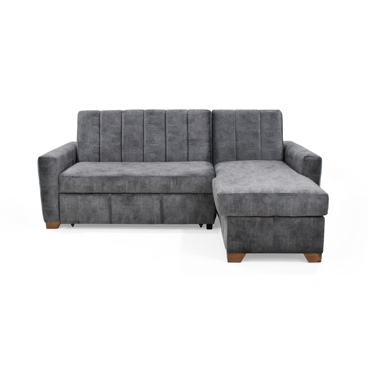 Sofá Cama Izquierdo Apolo Gris 220x92cm De Tres Puestos Reclinable Con Apoya Brazos y con Almacenamiento