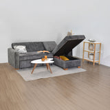 Sofá Cama Izquierdo Apolo Gris 220x92cm De Tres Puestos Reclinable Con Apoya Brazos y con Almacenamiento
