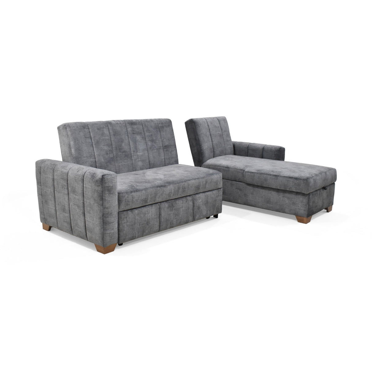 Sofá Cama Izquierdo Apolo Gris 220x92cm De Tres Puestos Reclinable Con Apoya Brazos y con Almacenamiento