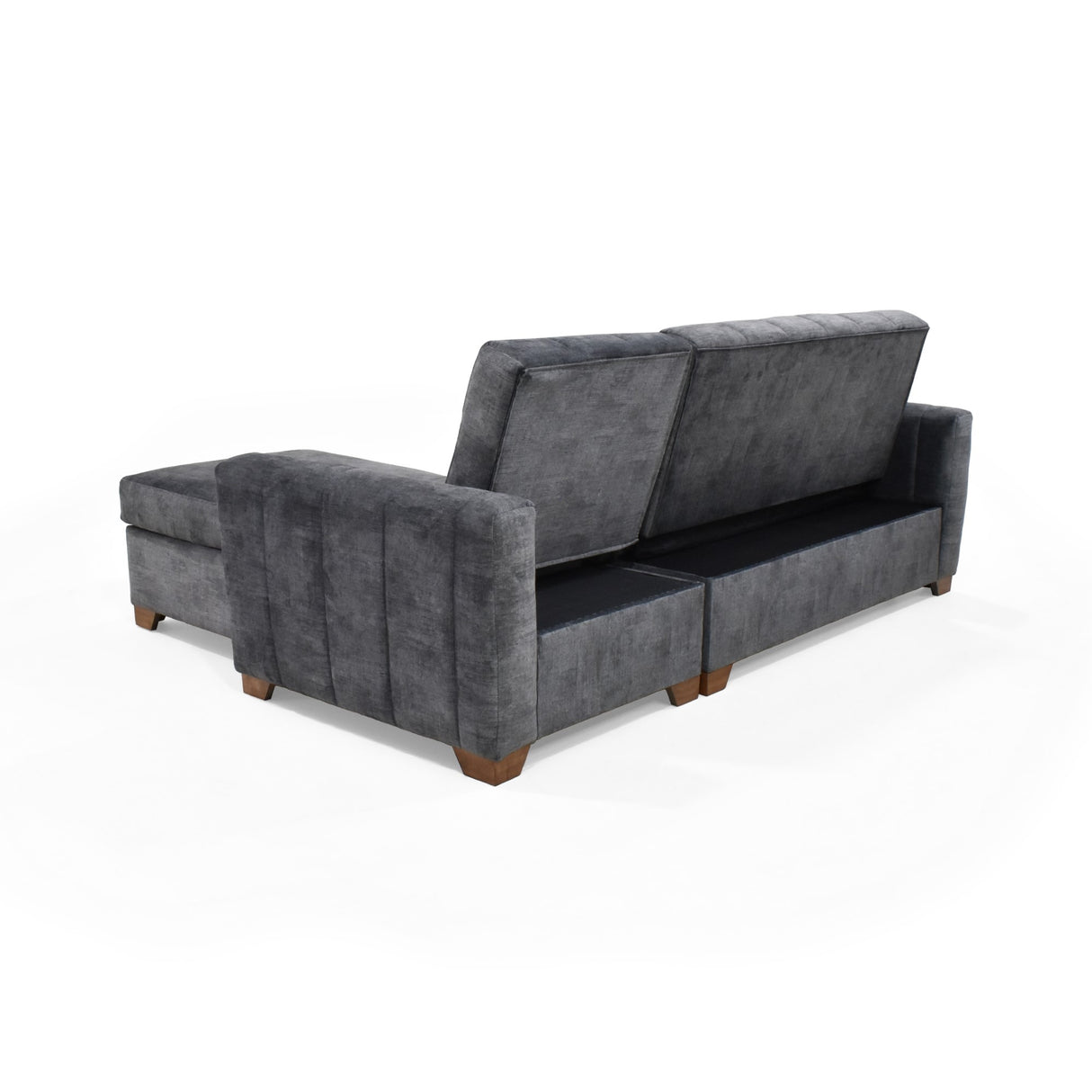 Sofá Cama Izquierdo Apolo Gris 220x92cm De Tres Puestos Reclinable Con Apoya Brazos y con Almacenamiento