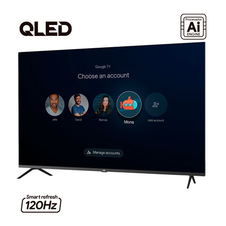 Televisor Kalley Smart QLED 4K 58 Pulgadas Google Negro 143.6x87.9cm con Wifi Integrado Procesador con IA y con Bluetooth - TELEVISORES | Bylmo