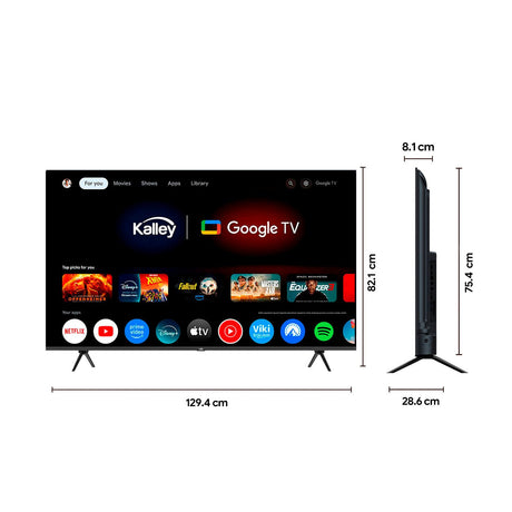 Televisor Kalley Smart QLED 4K 58 Pulgadas Google Negro 143.6x87.9cm con Wifi Integrado Procesador con IA y con Bluetooth - TELEVISORES | Bylmo
