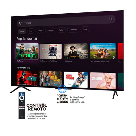 Televisor Kalley Smart QLED 4K 50 Pulgadas Google Negro 125x76cm con Wifi Integrado y con Bluetooth - TELEVISORES | Bylmo