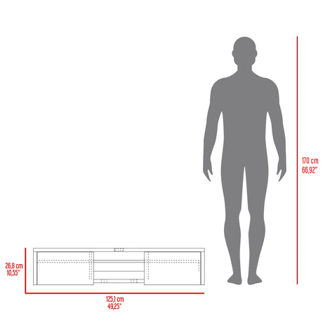 Repisa para TV Flotante Glen Fresno Europeo 125.1x26.8cm para TV Hasta 50 Pulgadas sin Cajones y con Ranuras para Cables - MUEBLES DE TV | Bylmo