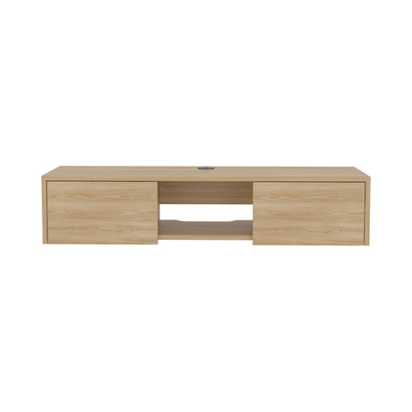 Repisa para TV Flotante Glen Fresno Europeo 125.1x26.8cm para TV Hasta 50 Pulgadas sin Cajones y con Ranuras para Cables - MUEBLES DE TV | Bylmo