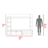 Centro de Entretenimiento Cecil Fresno Europeo y Wengue 215.8x178.1cm para TV Hasta 75 Pulgadas sin Cajones y con Ranuras para Cables - MUEBLES DE TV | Bylmo