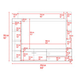 Centro de Entretenimiento Cecil Fresno Europeo y Wengue 215.8x178.1cm para TV Hasta 75 Pulgadas sin Cajones y con Ranuras para Cables - MUEBLES DE TV | Bylmo