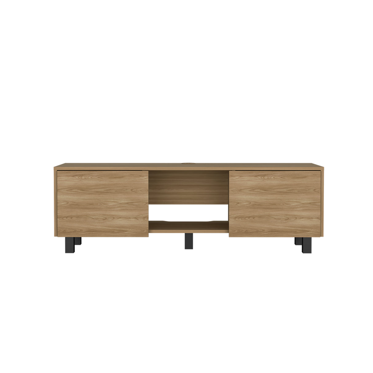 Rack de TV Lazio Fresno Europeo 126.3x41.2cm para TV Hasta 75 Pulgadas sin Cajones y con Ranuras para Cables - MUEBLES DE TV | Bylmo