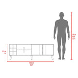Rack de TV Lane Blanco y Fresno Europeo 160x55cm para TV Hasta 65 Pulgadas sin Cajones y con Ranuras para Cables - MUEBLES DE TV | Bylmo