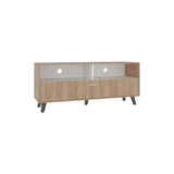 Rack de TV Patrick Fresno Europeo y Blanco 139x59cm para TV Hasta 60 Pulgadas sin Cajones y con Ranuras para Cables - MUEBLES DE TV | Bylmo