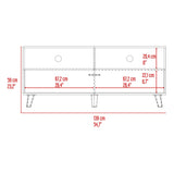 Rack de TV Patrick Fresno Europeo y Blanco 139x59cm para TV Hasta 60 Pulgadas sin Cajones y con Ranuras para Cables - MUEBLES DE TV | Bylmo