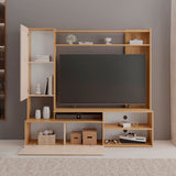 Rack de TV Nolic Fresno Europeo y Capri 178.5x167cm para TV Hasta 60 Pulgadas sin Cajones y con Ranuras para Cables - MUEBLES DE TV | Bylmo