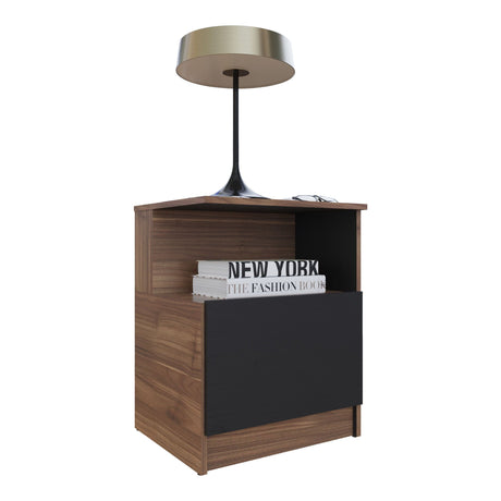 Mesa de Noche Vico Gales y Wengue 48x62cm con Un Cajón - MESAS DE NOCHE | Bylmo