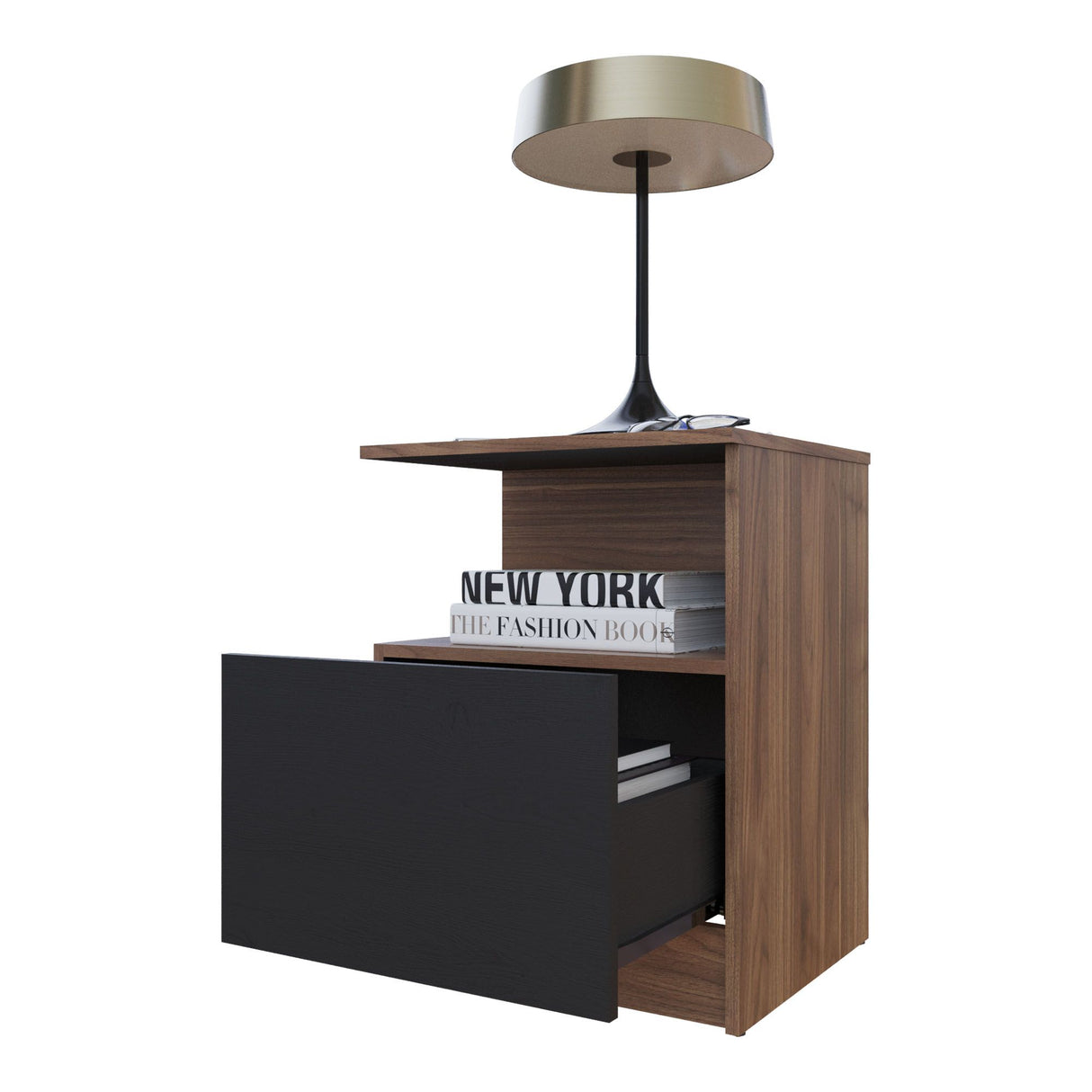 Mesa de Noche Vico Gales y Wengue 48x62cm con Un Cajón - MESAS DE NOCHE | Bylmo