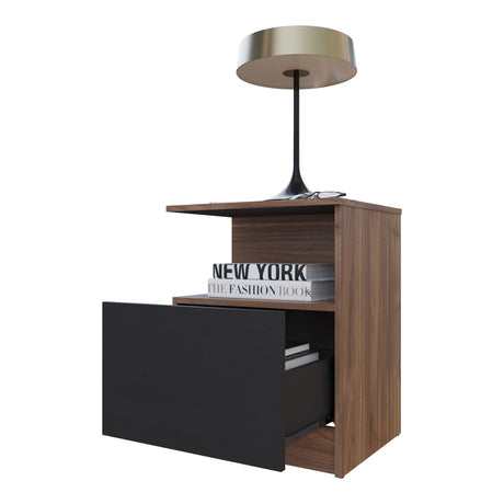 Mesa de Noche Vico Gales y Wengue 48x62cm con Un Cajón - MESAS DE NOCHE | Bylmo