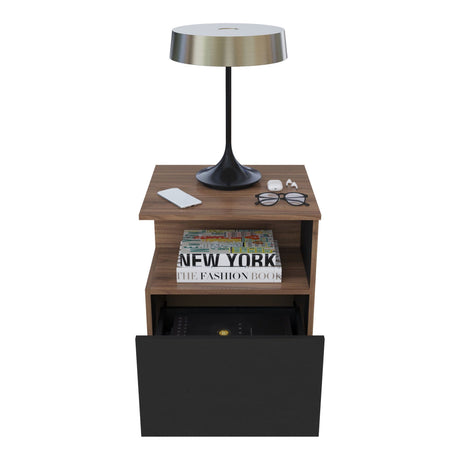 Mesa de Noche Vico Gales y Wengue 48x62cm con Un Cajón - MESAS DE NOCHE | Bylmo