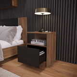Mesa de Noche Vico Gales y Wengue 48x62cm con Un Cajón - MESAS DE NOCHE | Bylmo