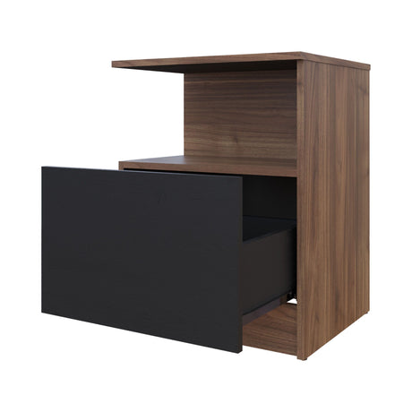 Mesa de Noche Vico Gales y Wengue 48x62cm con Un Cajón - MESAS DE NOCHE | Bylmo