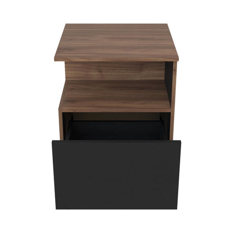 Mesa de Noche Vico Gales y Wengue 48x62cm con Un Cajón - MESAS DE NOCHE | Bylmo