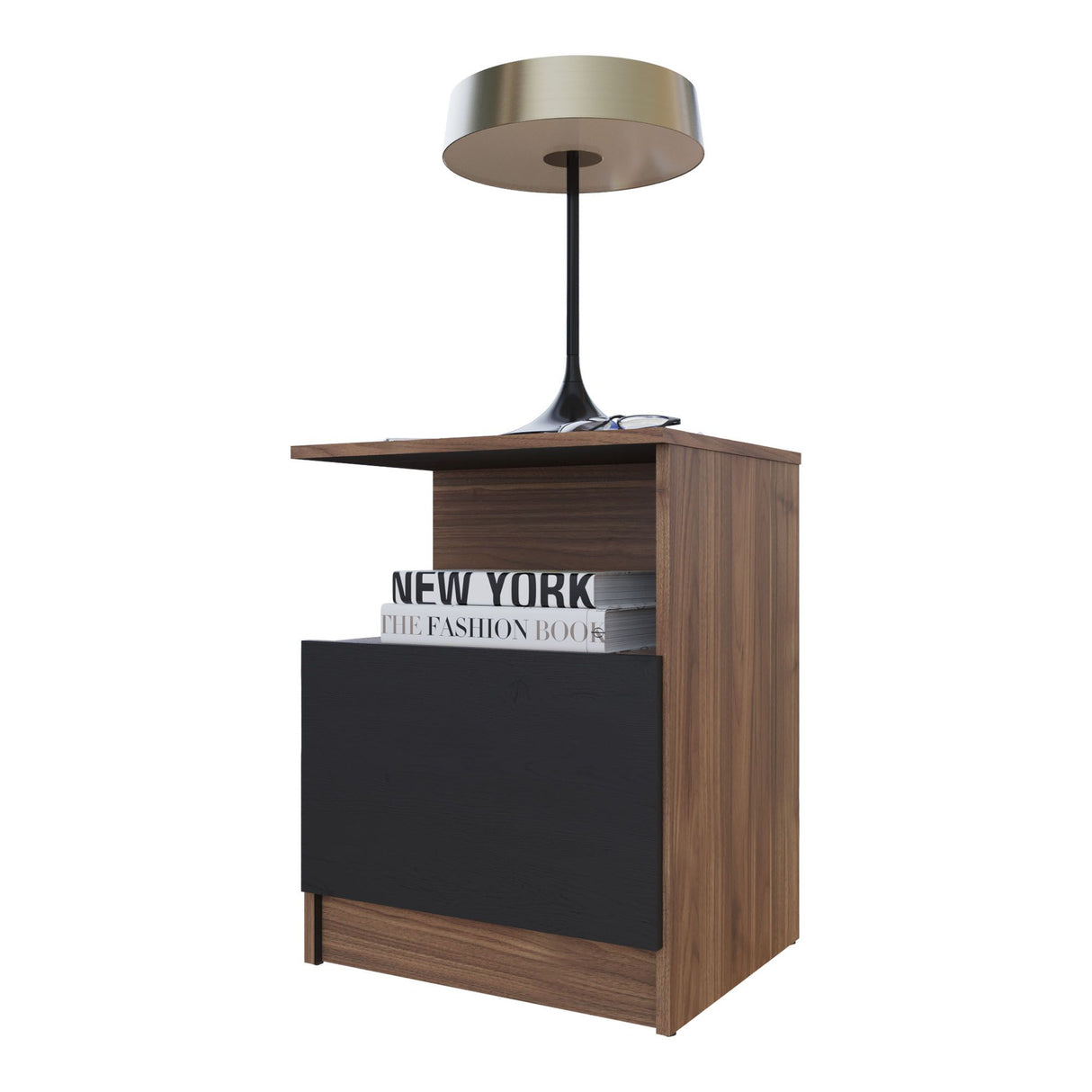 Mesa de Noche Vico Gales y Wengue 48x62cm con Un Cajón - MESAS DE NOCHE | Bylmo