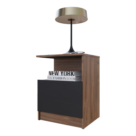 Mesa de Noche Vico Gales y Wengue 48x62cm con Un Cajón - MESAS DE NOCHE | Bylmo