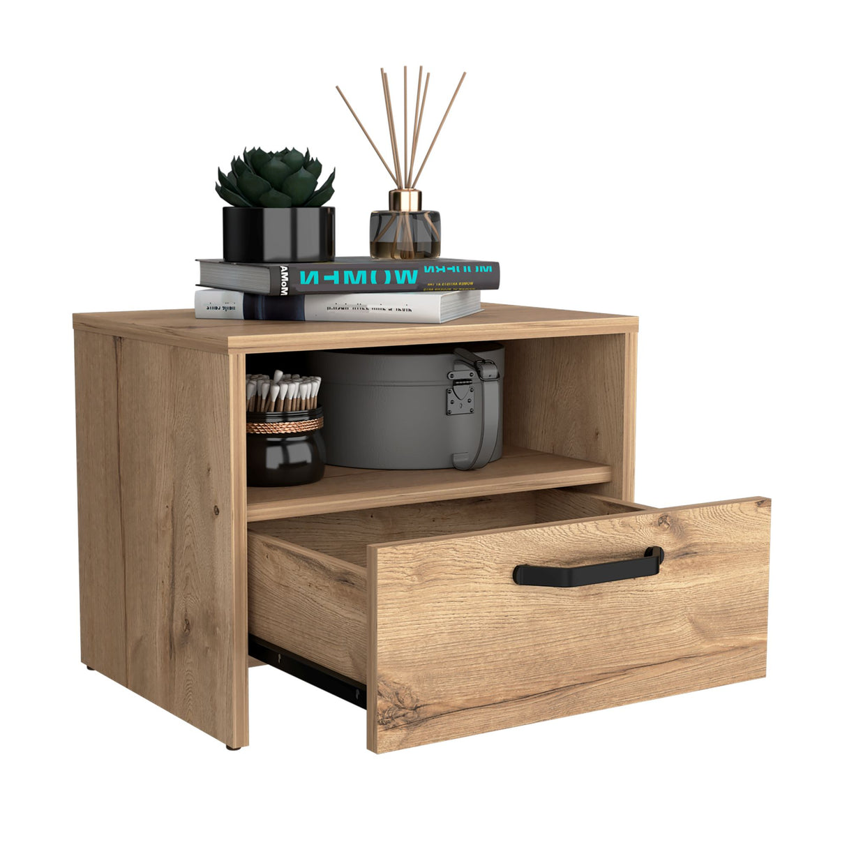 Mesa de Noche Oliveira Duna 44x35.6cm con Un Cajón - MESAS DE NOCHE | Bylmo