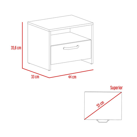 Mesa de Noche Oliveira Duna 44x35.6cm con Un Cajón - MESAS DE NOCHE | Bylmo