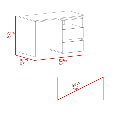 Escritorio Rookie Bardolino y Capri 60x75cm con Dos Cajones y con Organizador de Libros - ESCRITORIOS | Bylmo
