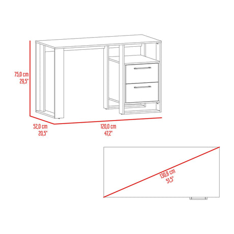 Escritorio Verlot Taupe Mallado 52x75cm con Dos Cajones y con Organizador de Libros - ESCRITORIOS | Bylmo