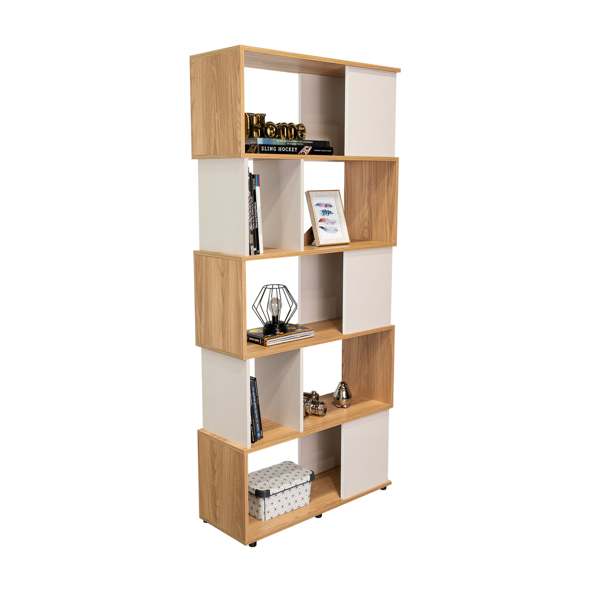 Biblioteca Noah Fresno y Capri 80x175cm Rectangular con Cuatro Entrepaños - BIBLIOTECAS Y ESTANTERIAS | Bylmo