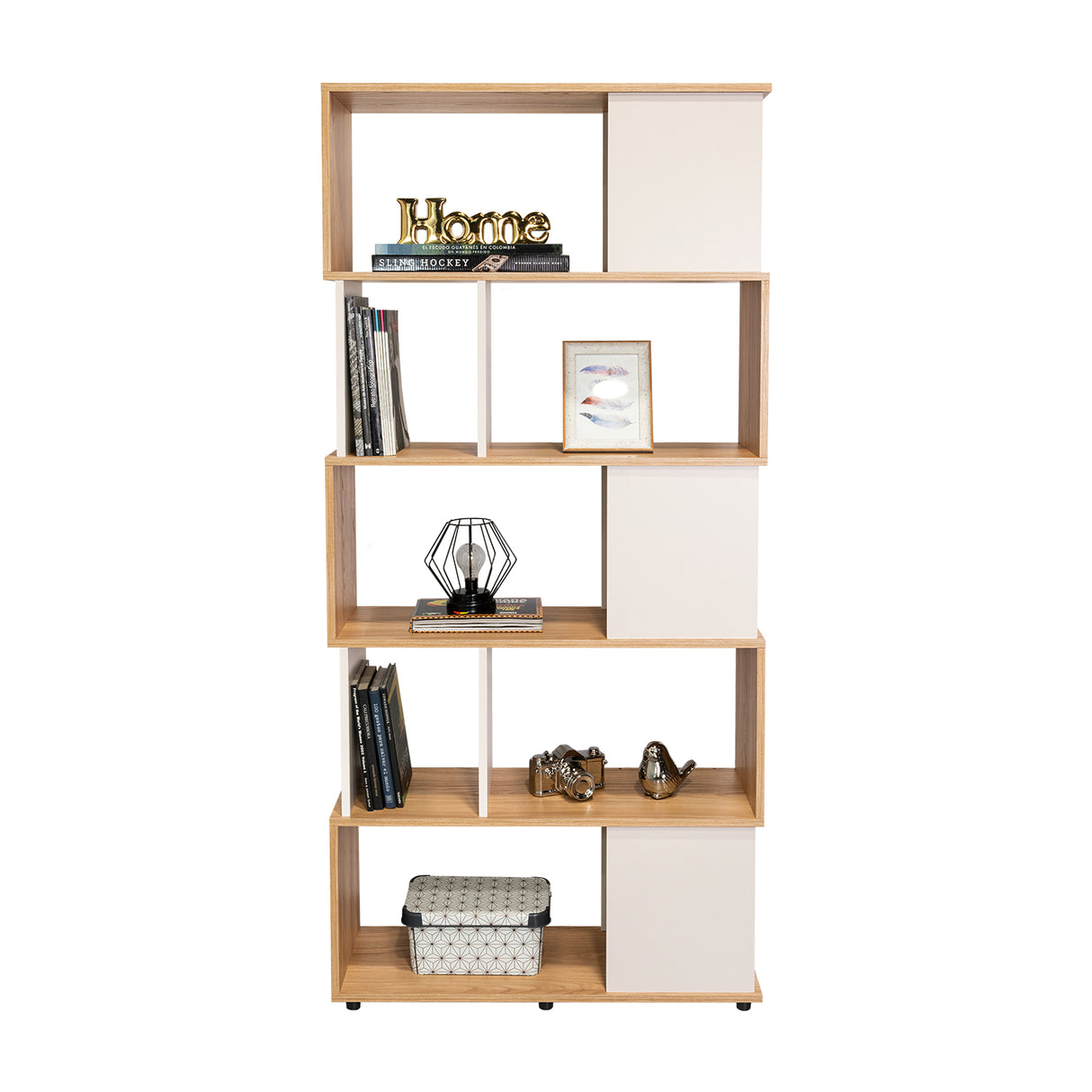Biblioteca Noah Fresno y Capri 80x175cm Rectangular con Cuatro Entrepaños - BIBLIOTECAS Y ESTANTERIAS | Bylmo