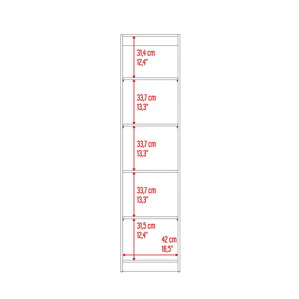 Estantería Upton Capri y Agave 45x180.6cm Rectangular con Cuatro Entrepaños - BIBLIOTECAS Y ESTANTERIAS | Bylmo