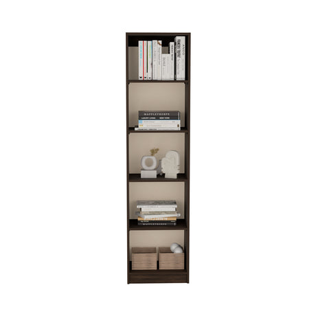 Estantería Upton Nogal y Toquilla 45x180.6cm Rectangular con Cuatro Entrepaños - BIBLIOTECAS Y ESTANTERIAS | Bylmo